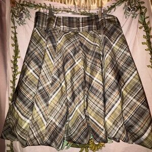 Romantic‎ Regencycore Plaid Bubble Hem Skirt Size 12 Renaissance Fallcore Chic
